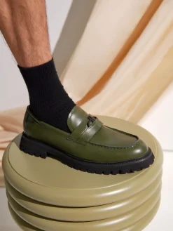 Leather Loafers - Military Green