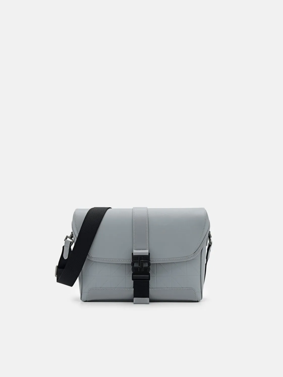 Leather Messenger Bag - Grey