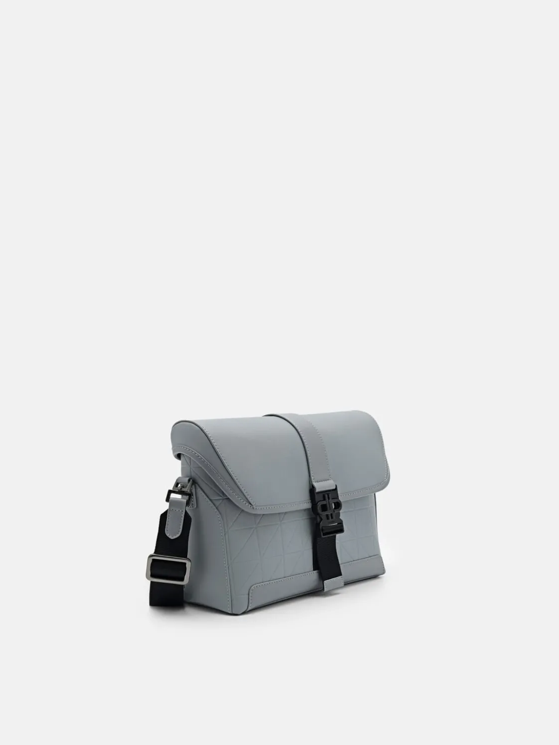Leather Messenger Bag - Grey