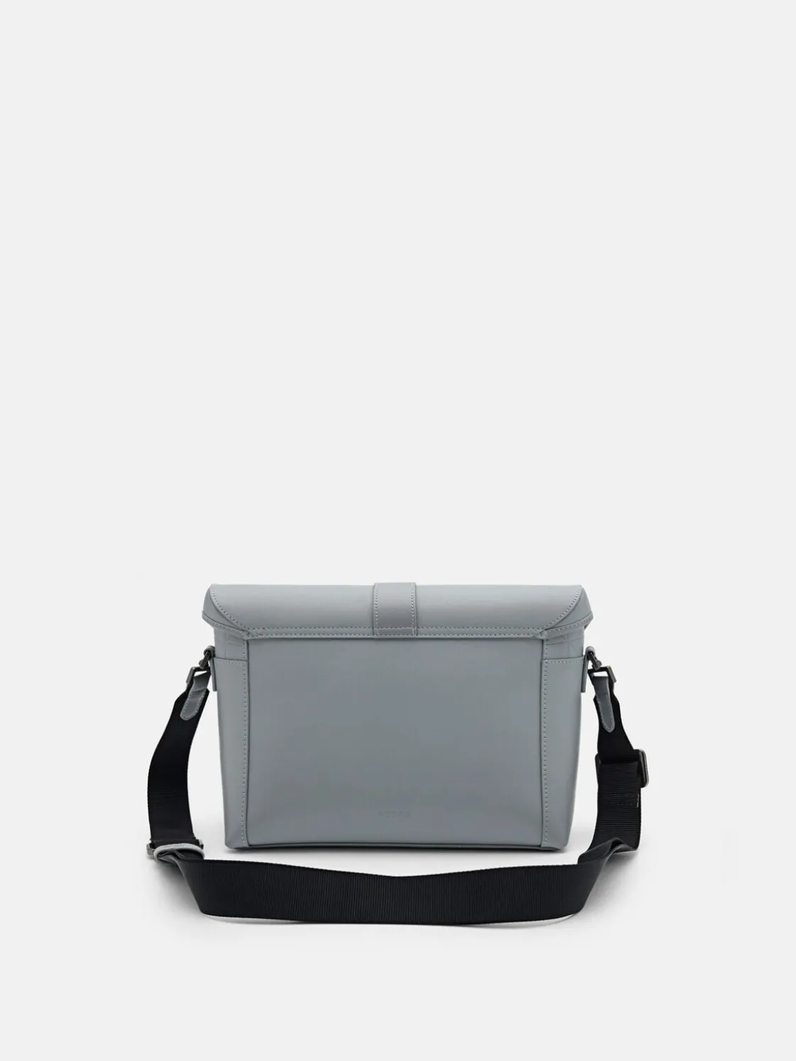 Leather Messenger Bag - Grey