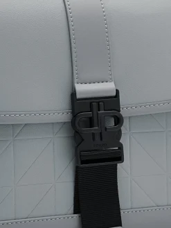 Leather Messenger Bag - Grey