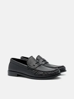 Leather Penny Loafers - Black