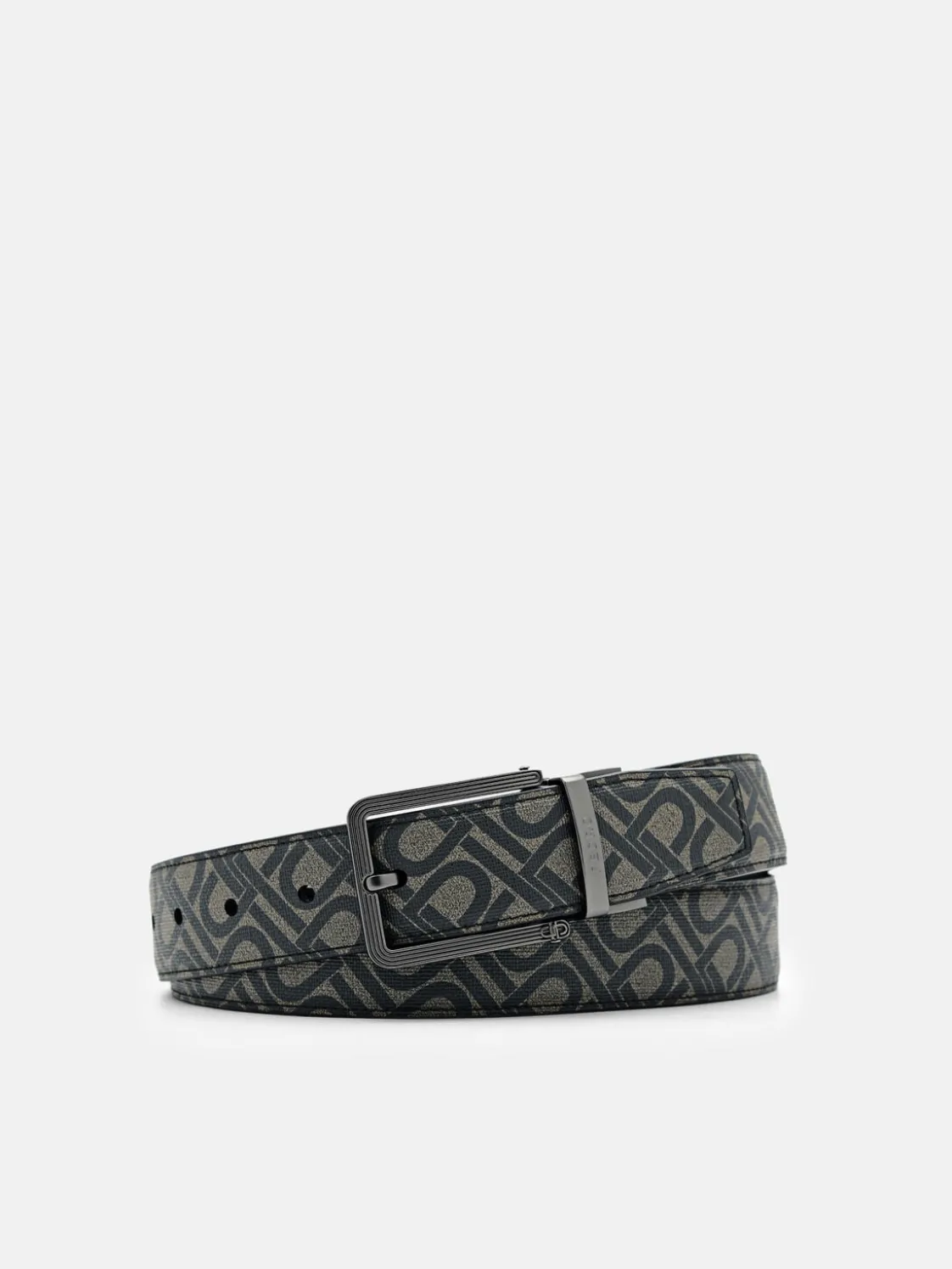 Leather Reversible Pin Belt - Black