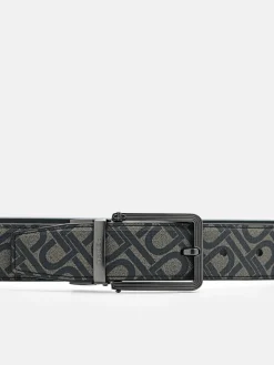 Leather Reversible Pin Belt - Black