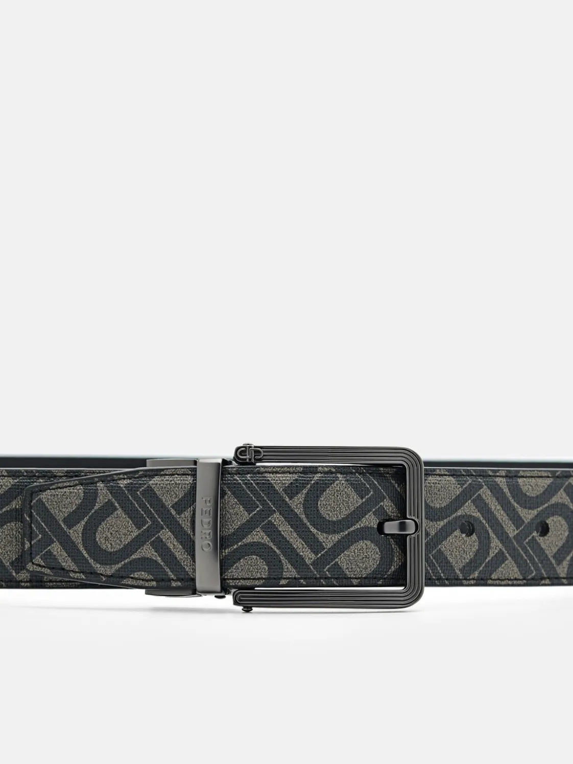 Leather Reversible Pin Belt - Black
