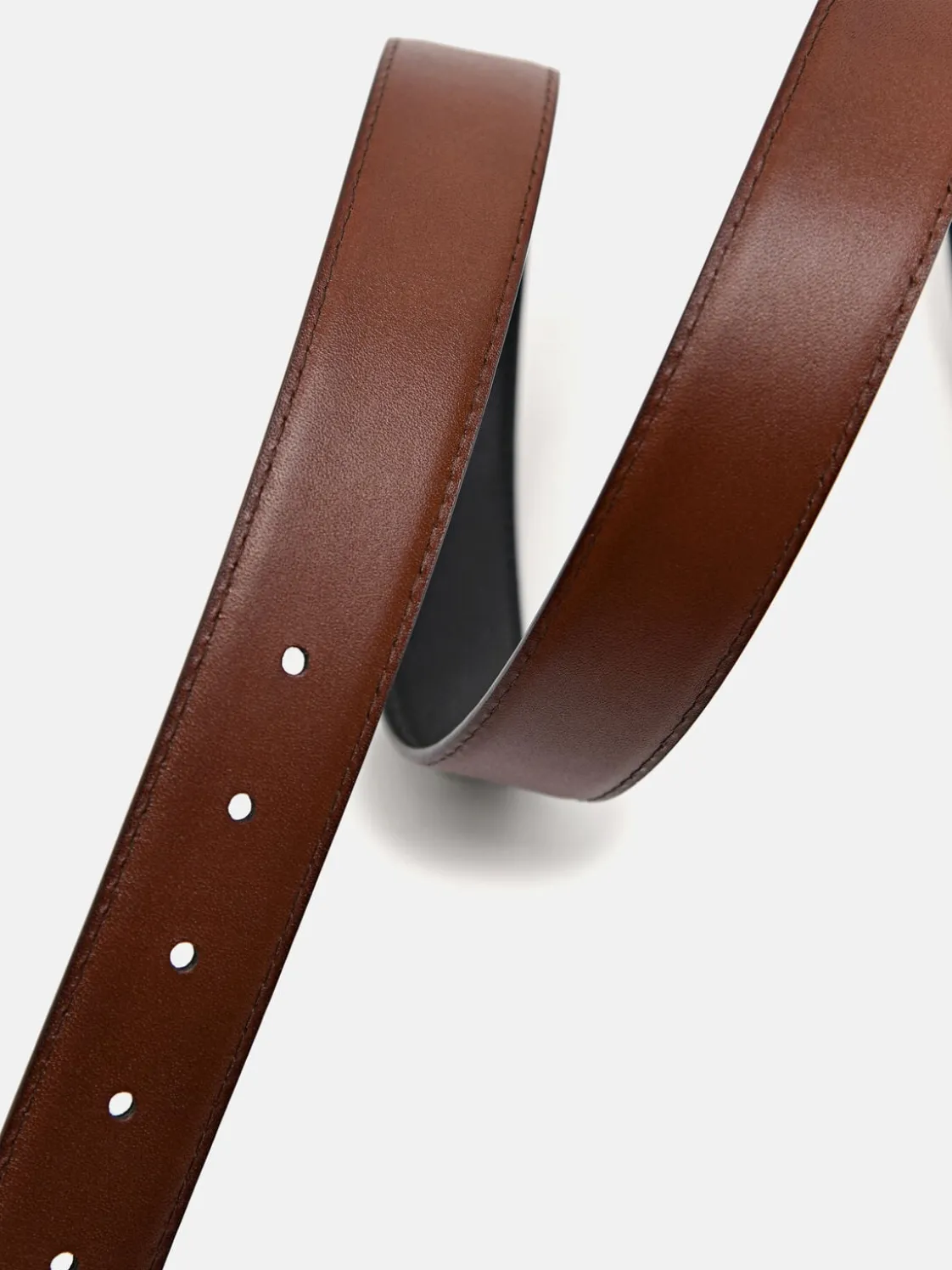 Leather Reversible Pin Belt - Black