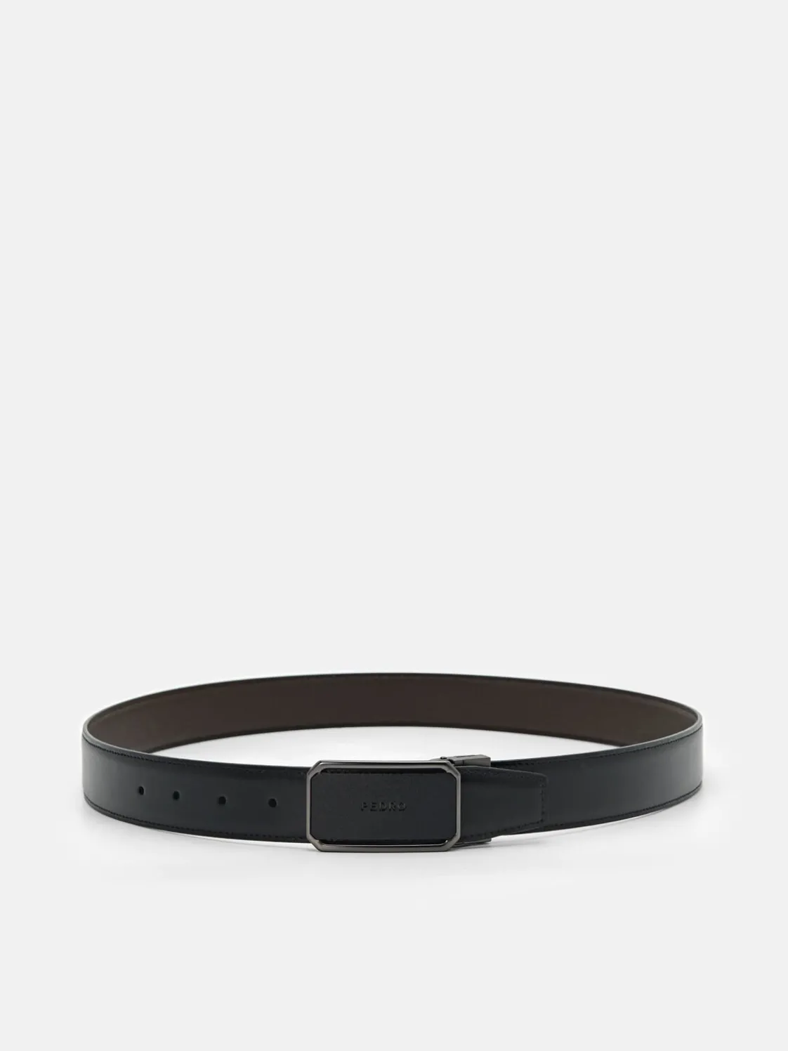Leather Reversible Tang Belt - Black
