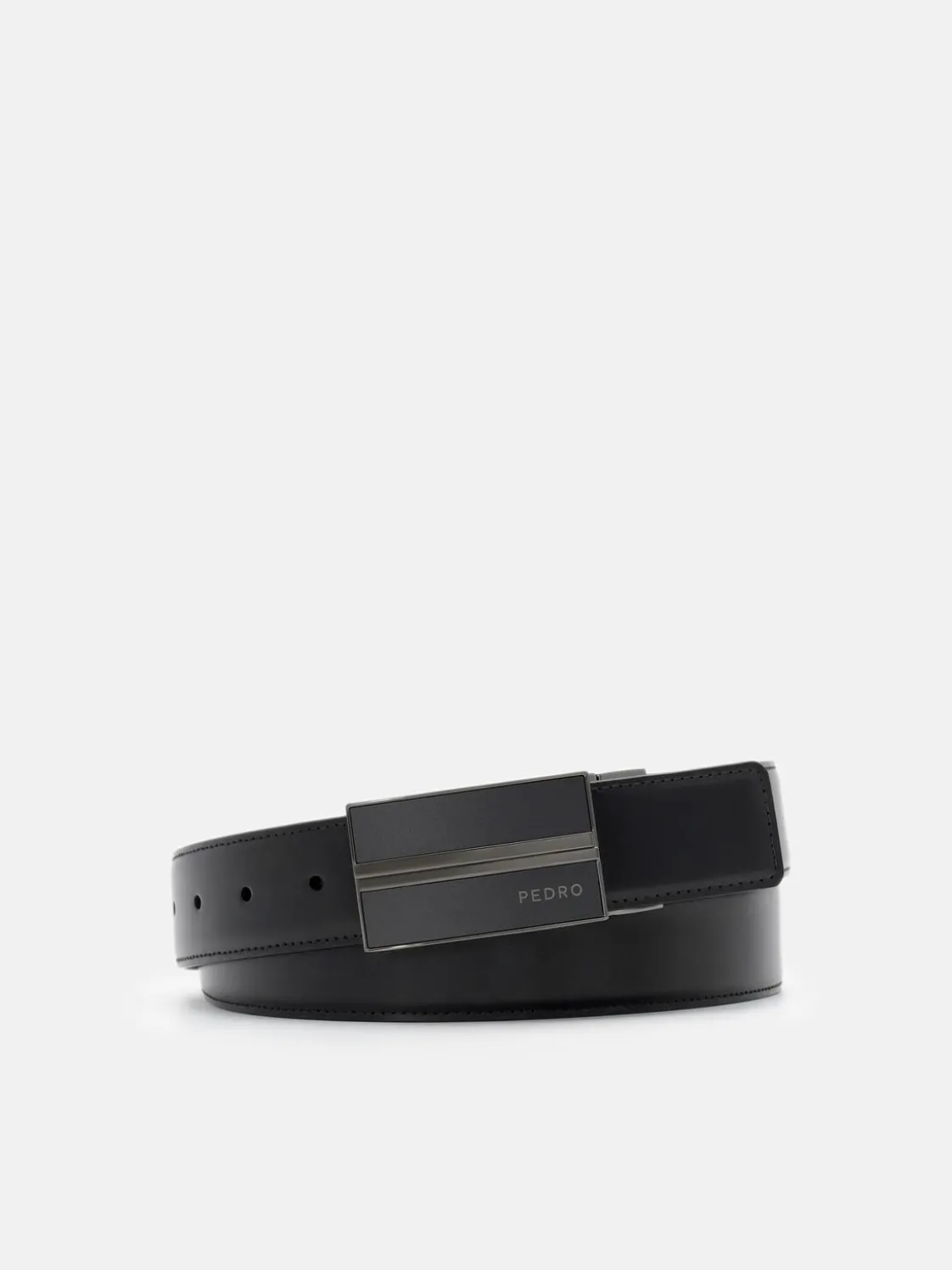 Leather Reversible Tang Belt - Black