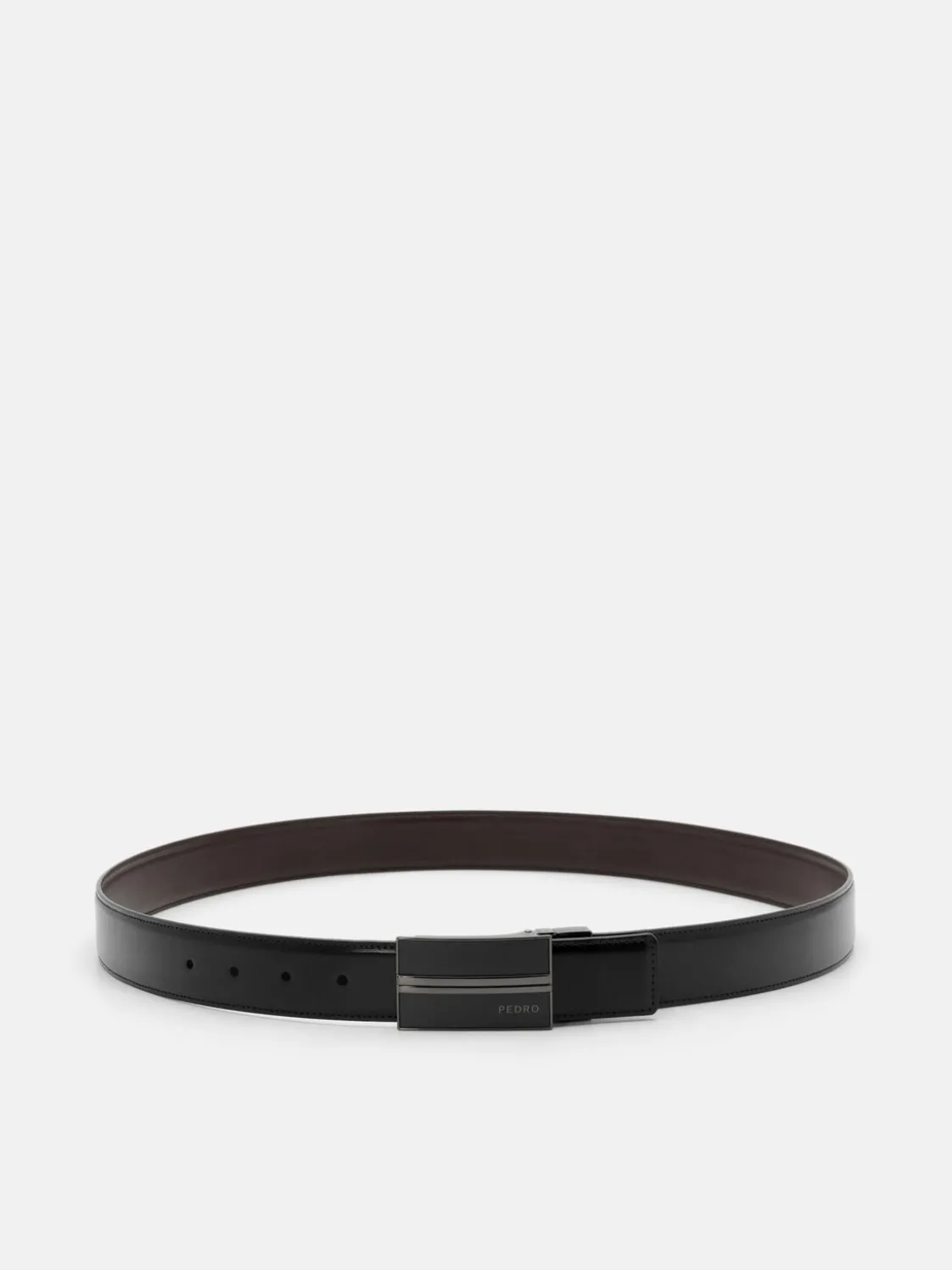 Leather Reversible Tang Belt - Black