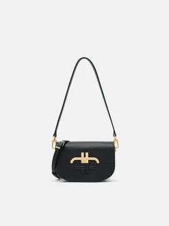Leather Shoulder Bag - Black