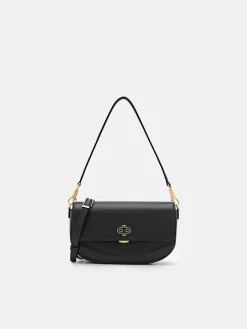 Leather Shoulder Bag - Black