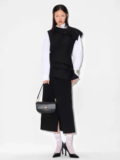 Leather Shoulder Bag - Black