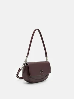 Leather Shoulder Bag - Wine