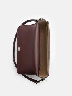 Leather Shoulder Bag - Wine