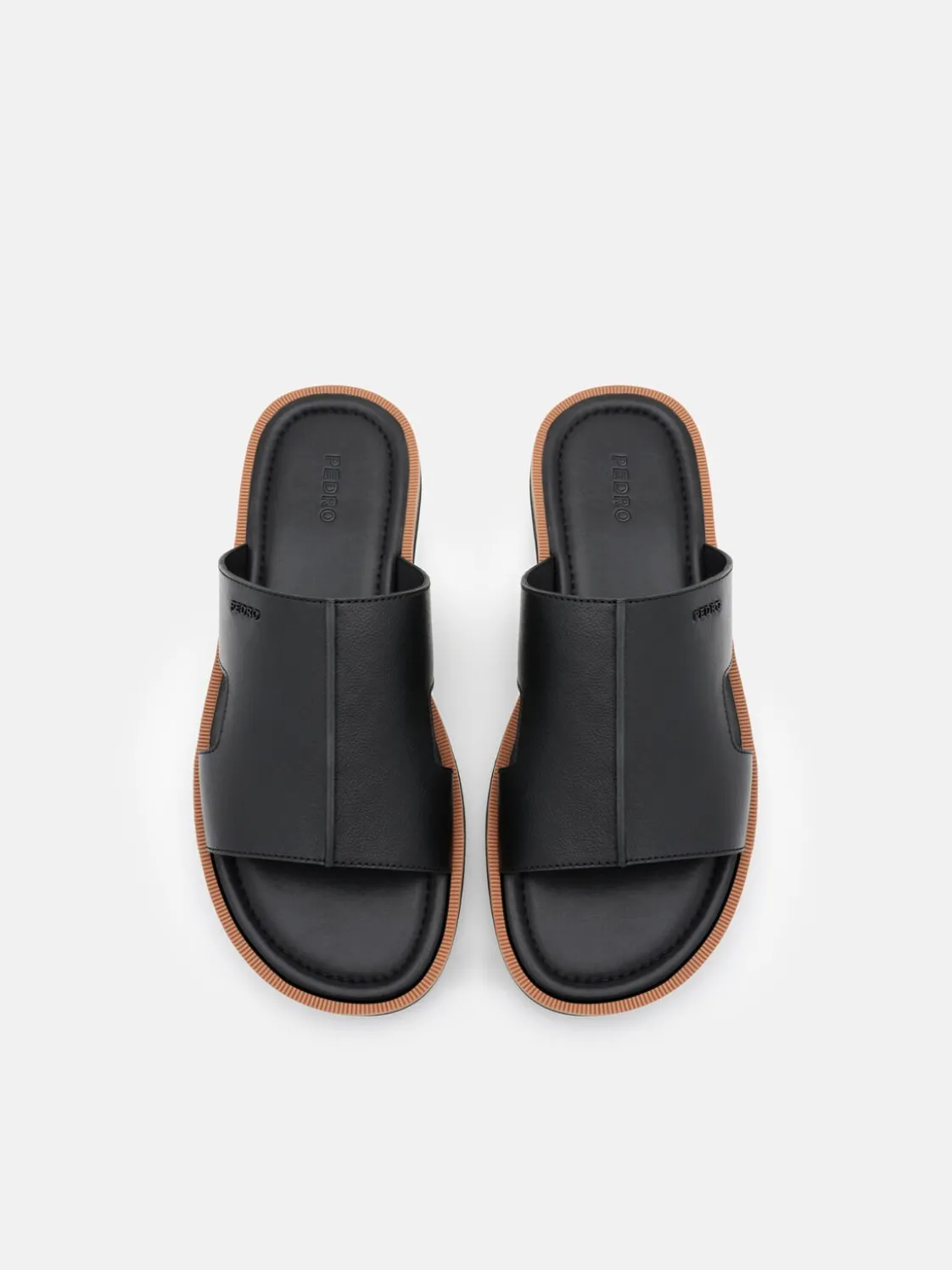 Leather Slide Sandals - Black