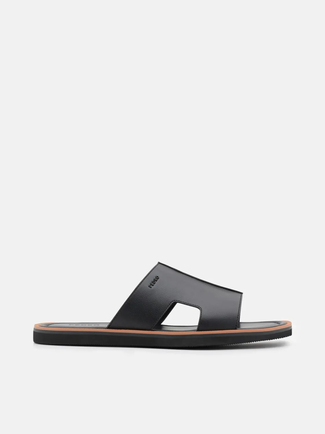 Leather Slide Sandals - Black