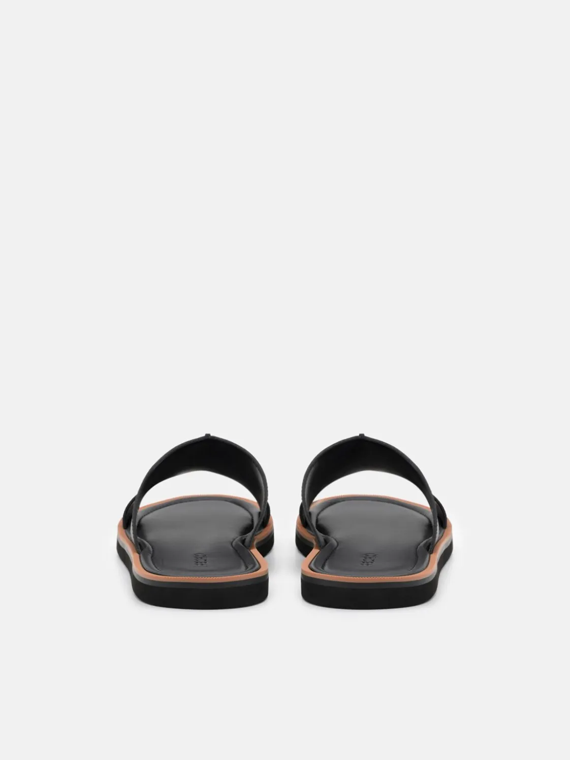 Leather Slide Sandals - Black