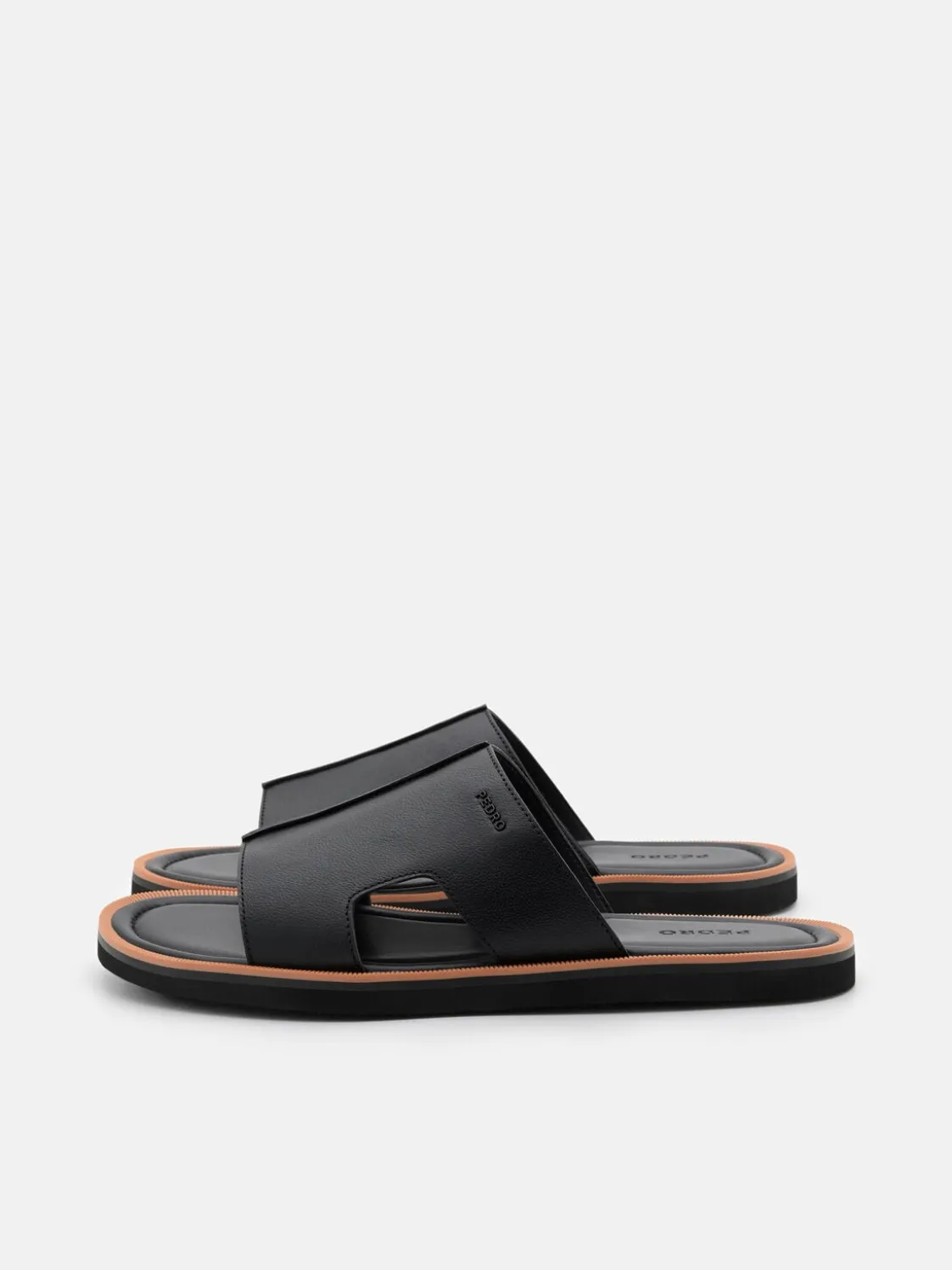 Leather Slide Sandals - Black