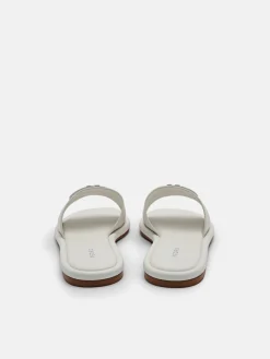 Leather Slide Sandals - Chalk
