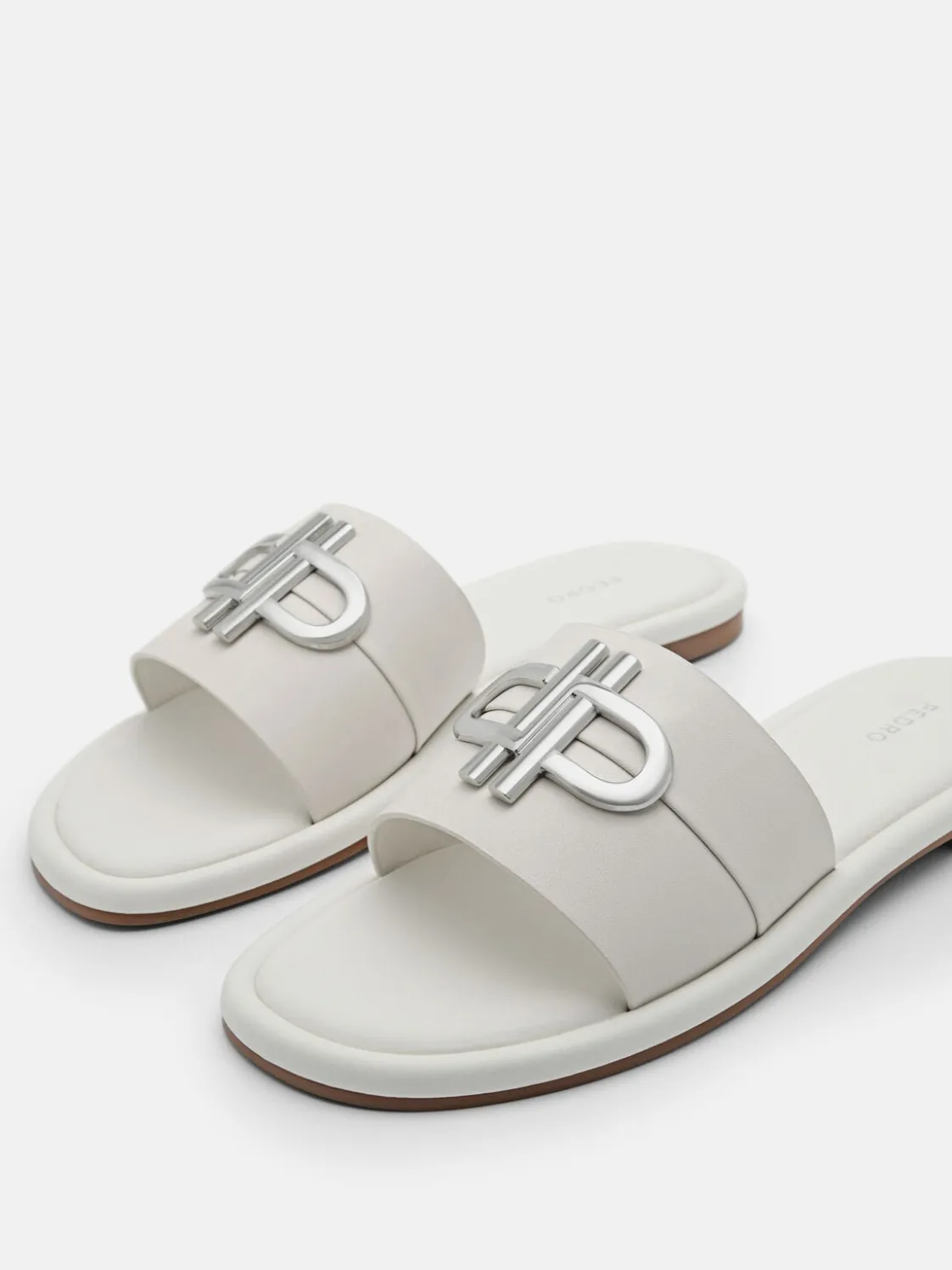 Leather Slide Sandals - Chalk