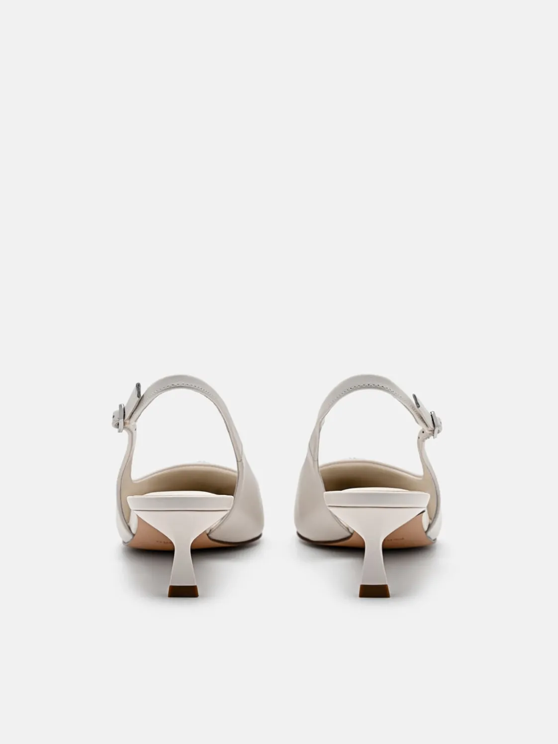 Leather Slingback Heel Pumps - Chalk