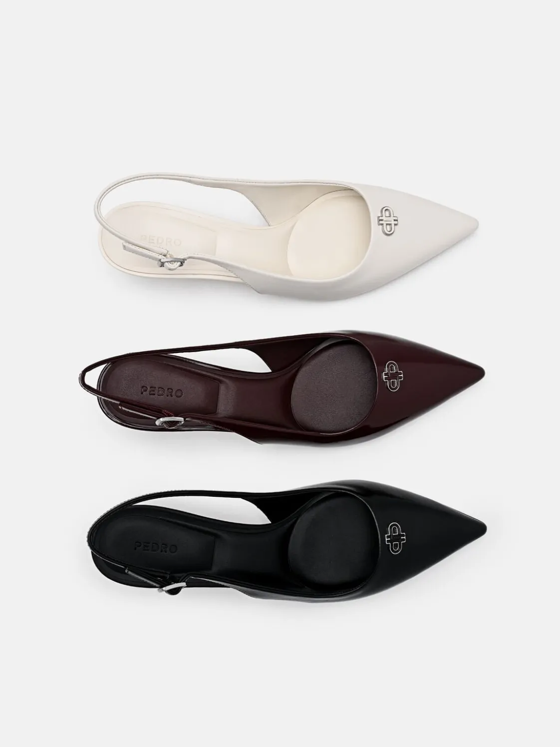Leather Slingback Heel Pumps - Chalk