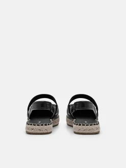 Leather Slingback Loafers - Black