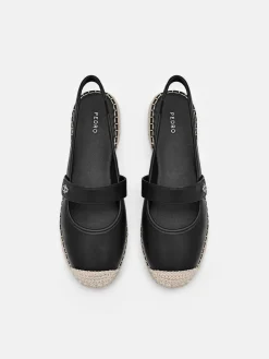 Leather Slingback Loafers - Black