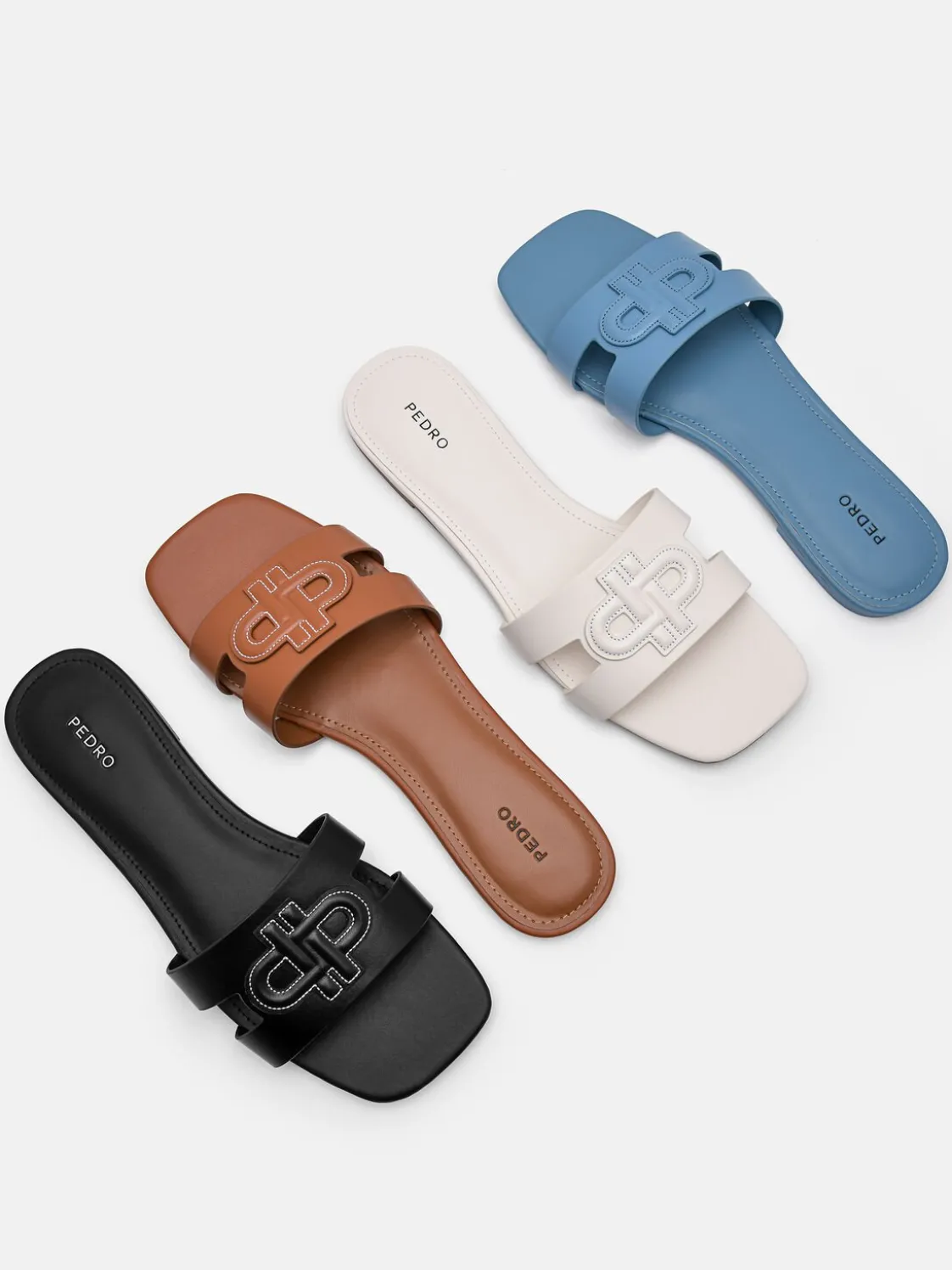 Leather Slip-On Sandals - Black