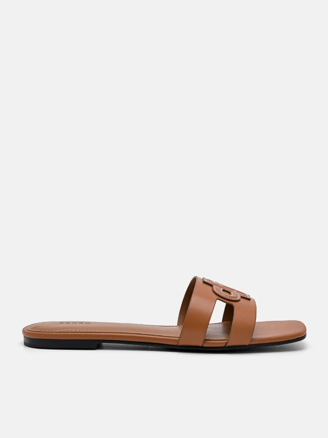 Leather Slip-On Sandals - Cognac
