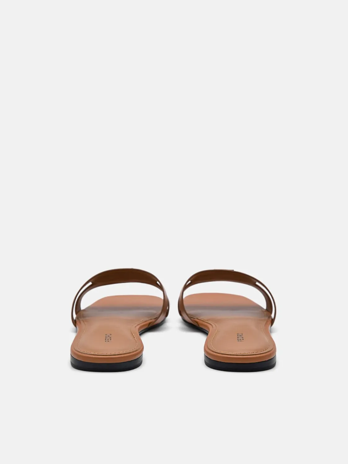 Leather Slip-On Sandals - Cognac