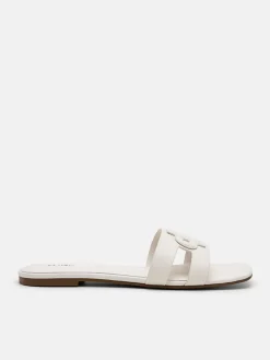 Leather Slip-On Sandals - Chalk