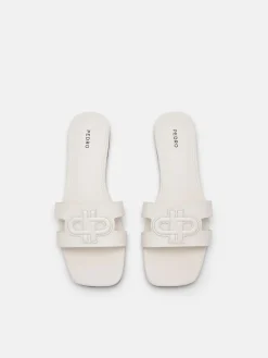 Leather Slip-On Sandals - Chalk