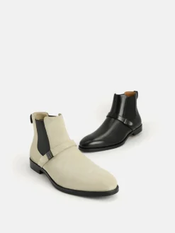 Leather Strapped Boots - Black