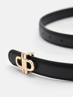 Leather Tang Belt - Black