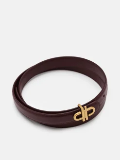 Leather Tang Belt - Burgundy