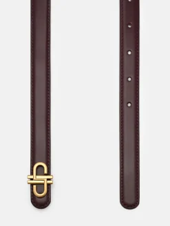 Leather Tang Belt - Burgundy
