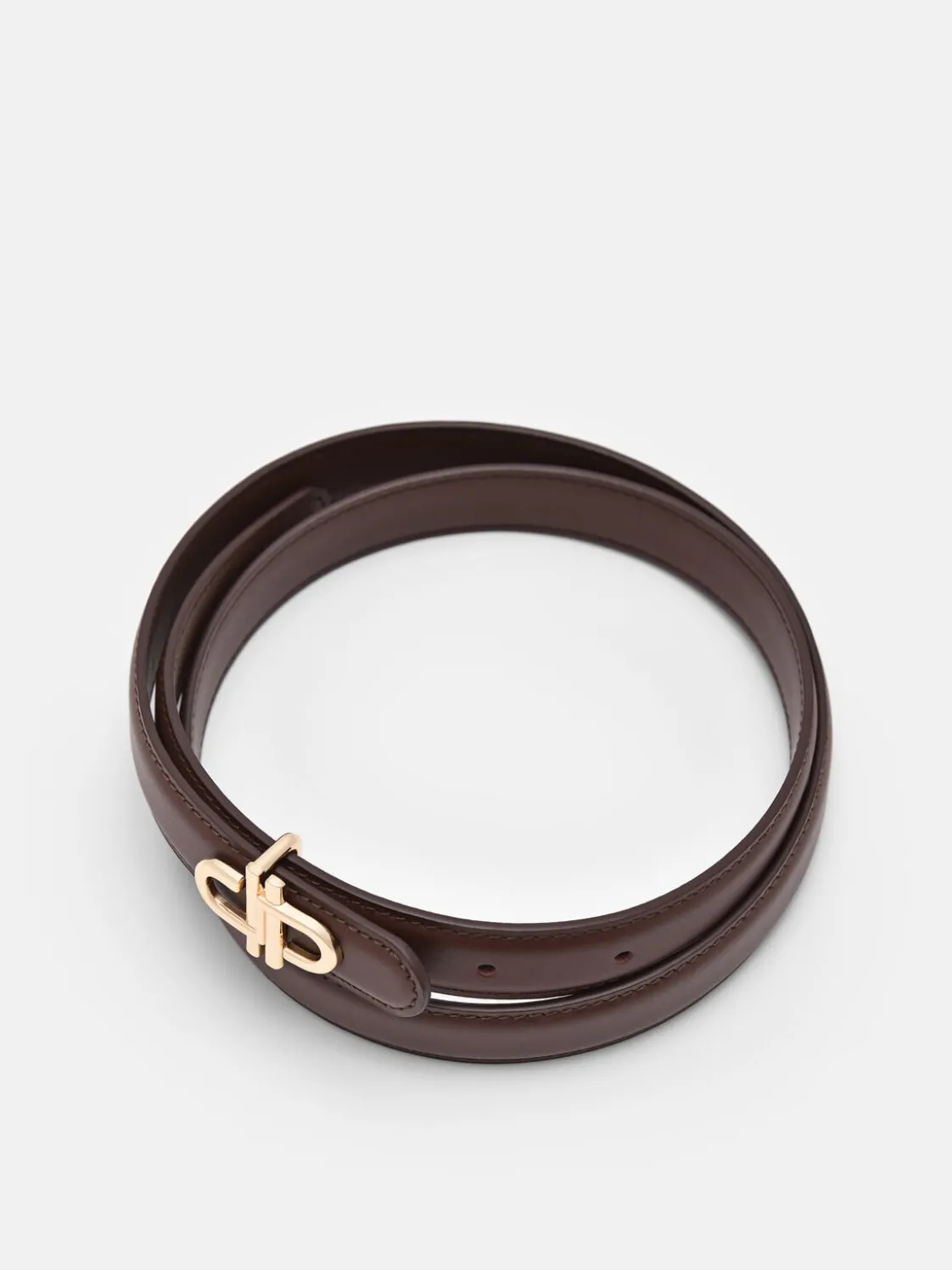 Leather Tang Belt - Dark Brown