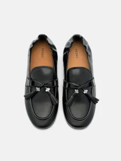 Leather Tassel Loafers - Black
