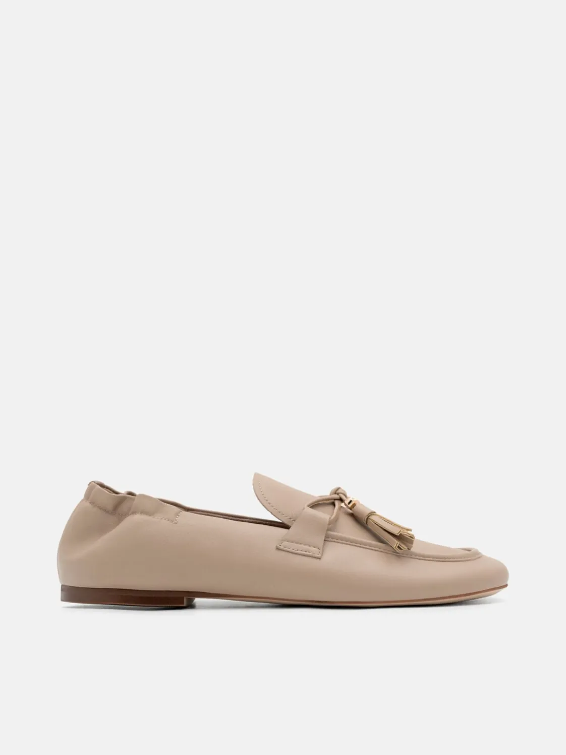 Leather Tassel Loafers - Taupe