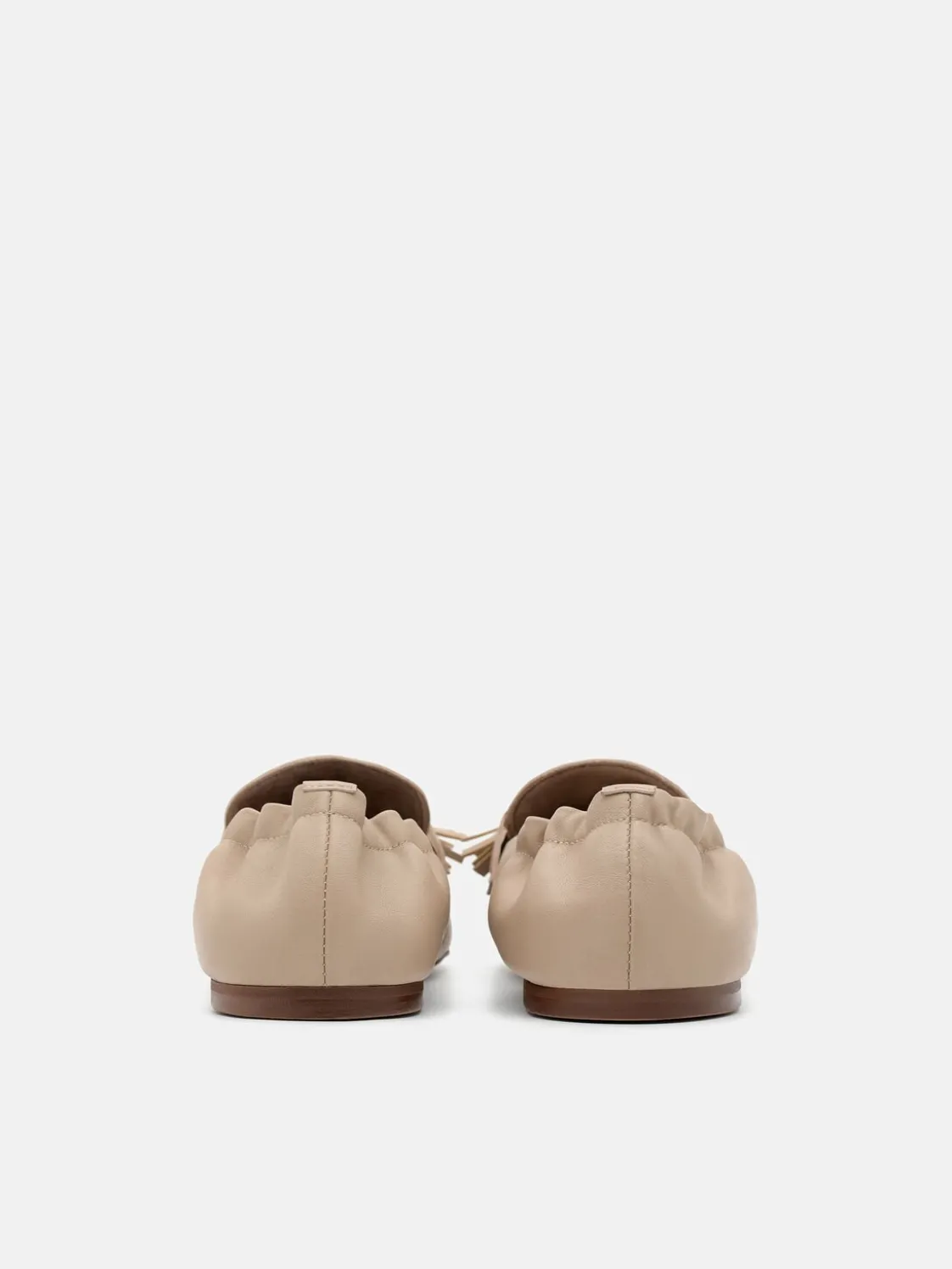 Leather Tassel Loafers - Taupe
