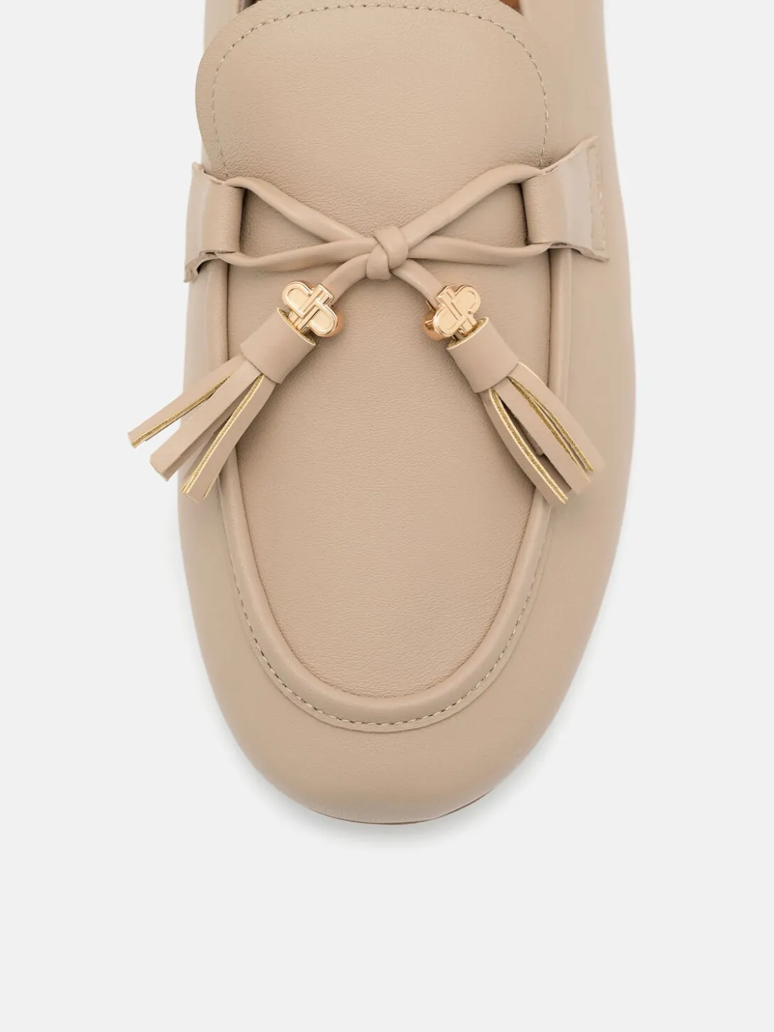 Leather Tassel Loafers - Taupe