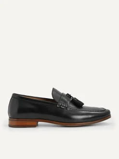Leather Tasselled Loafers - Black