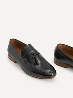 Leather Tasselled Loafers - Black