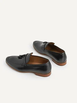 Leather Tasselled Loafers - Black