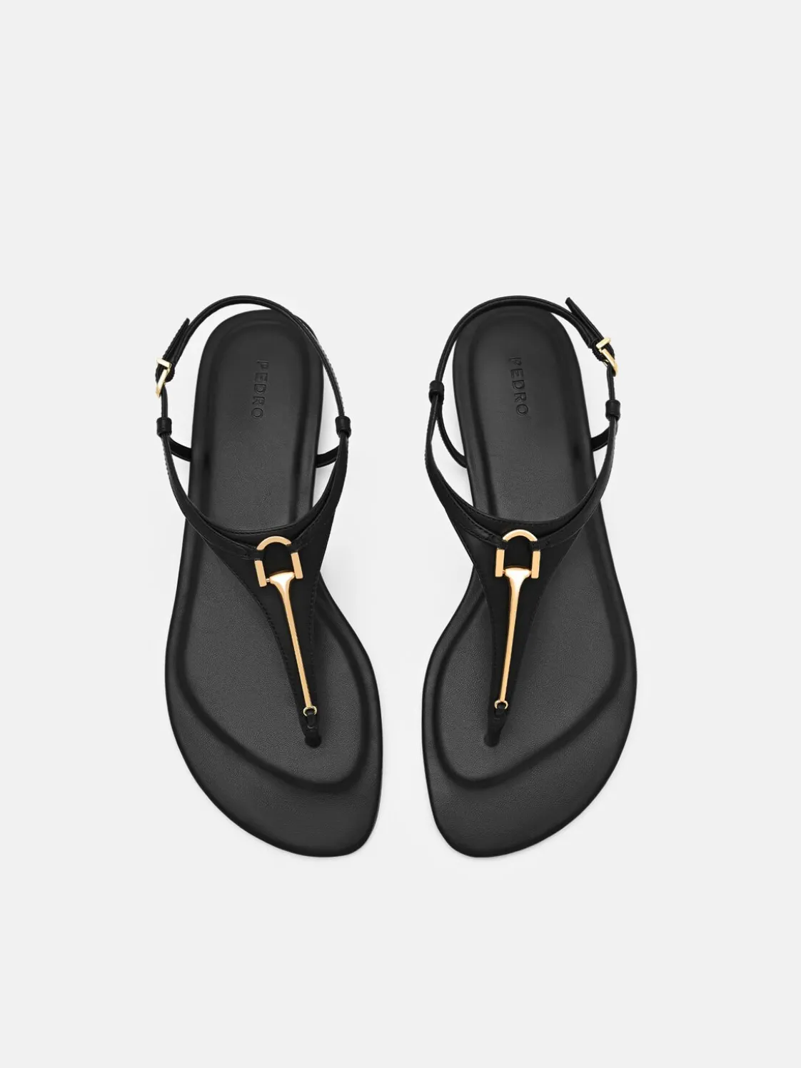 Leather T-Bar Sandals - Black