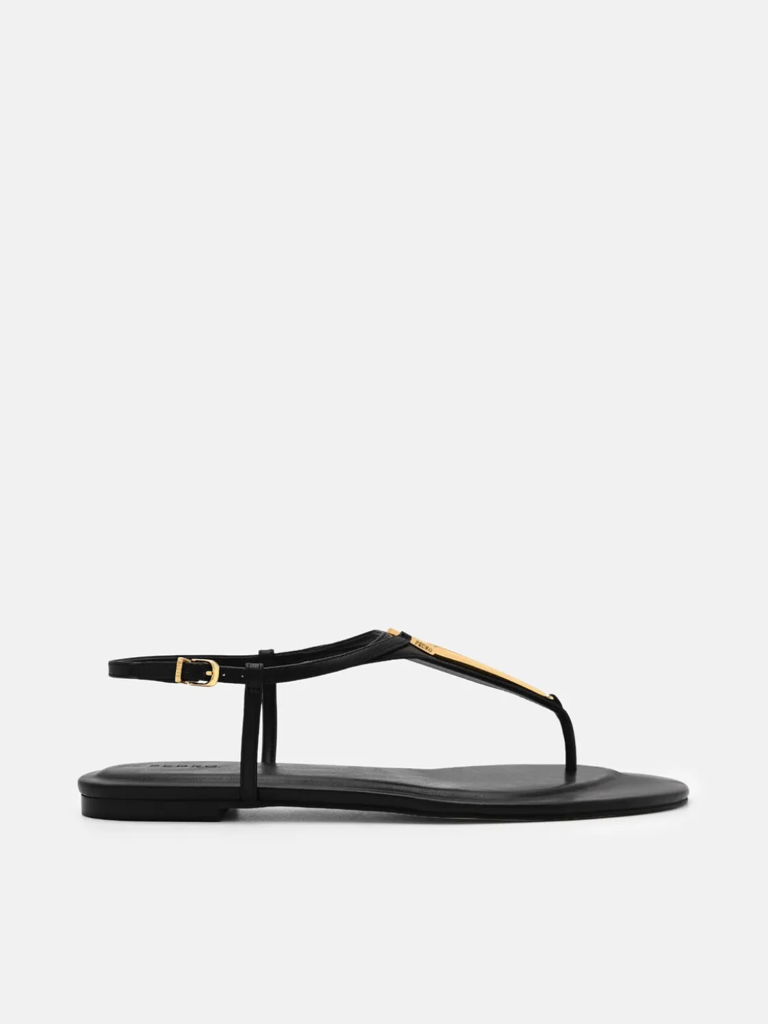 Leather T-Bar Sandals - Black