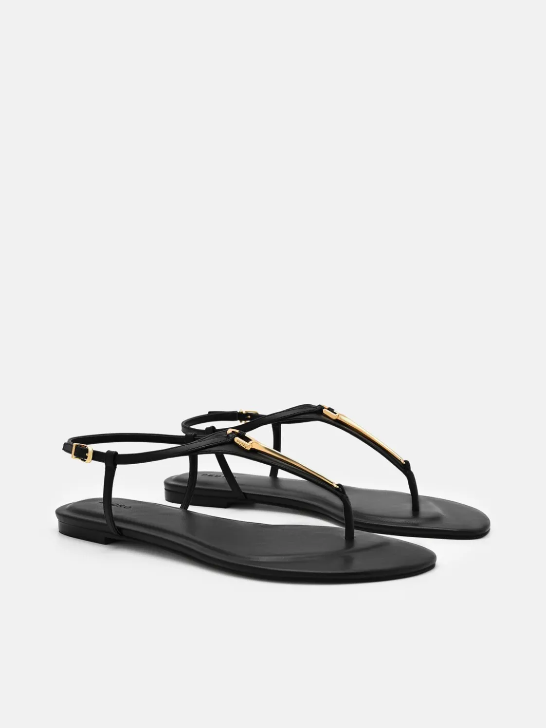 Leather T-Bar Sandals - Black