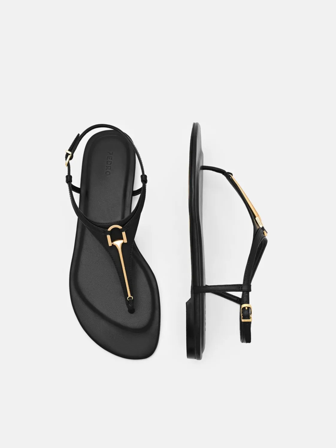 Leather T-Bar Sandals - Black