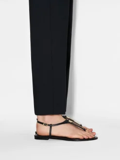 Leather T-Bar Sandals - Black